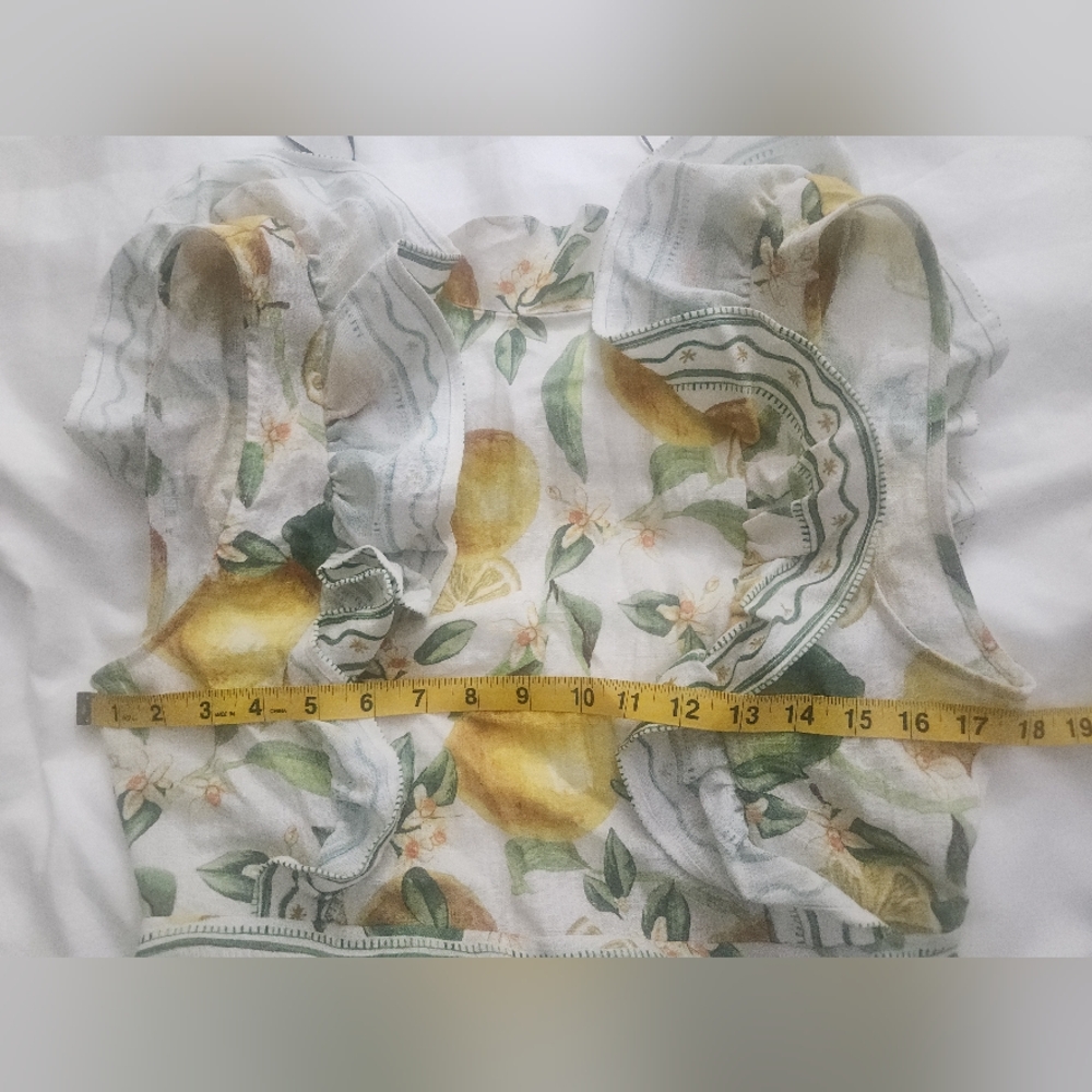 H&M Ruffle-trimmed Maxi Dress Floral White/lemons Sz S Nwt - Picture 5 of 15